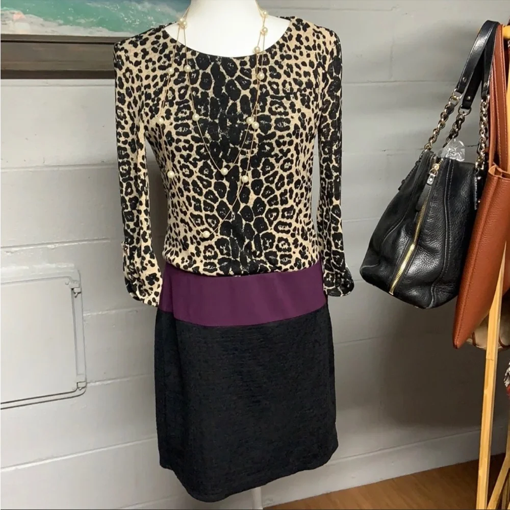 Luxology animal print color block dress